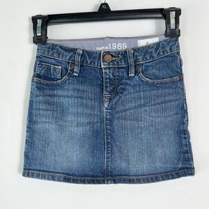 Gap Kids 1969 Girls 6 Reg Blue Denim Mini Skirt Adjustable Waist -Holiday 2010